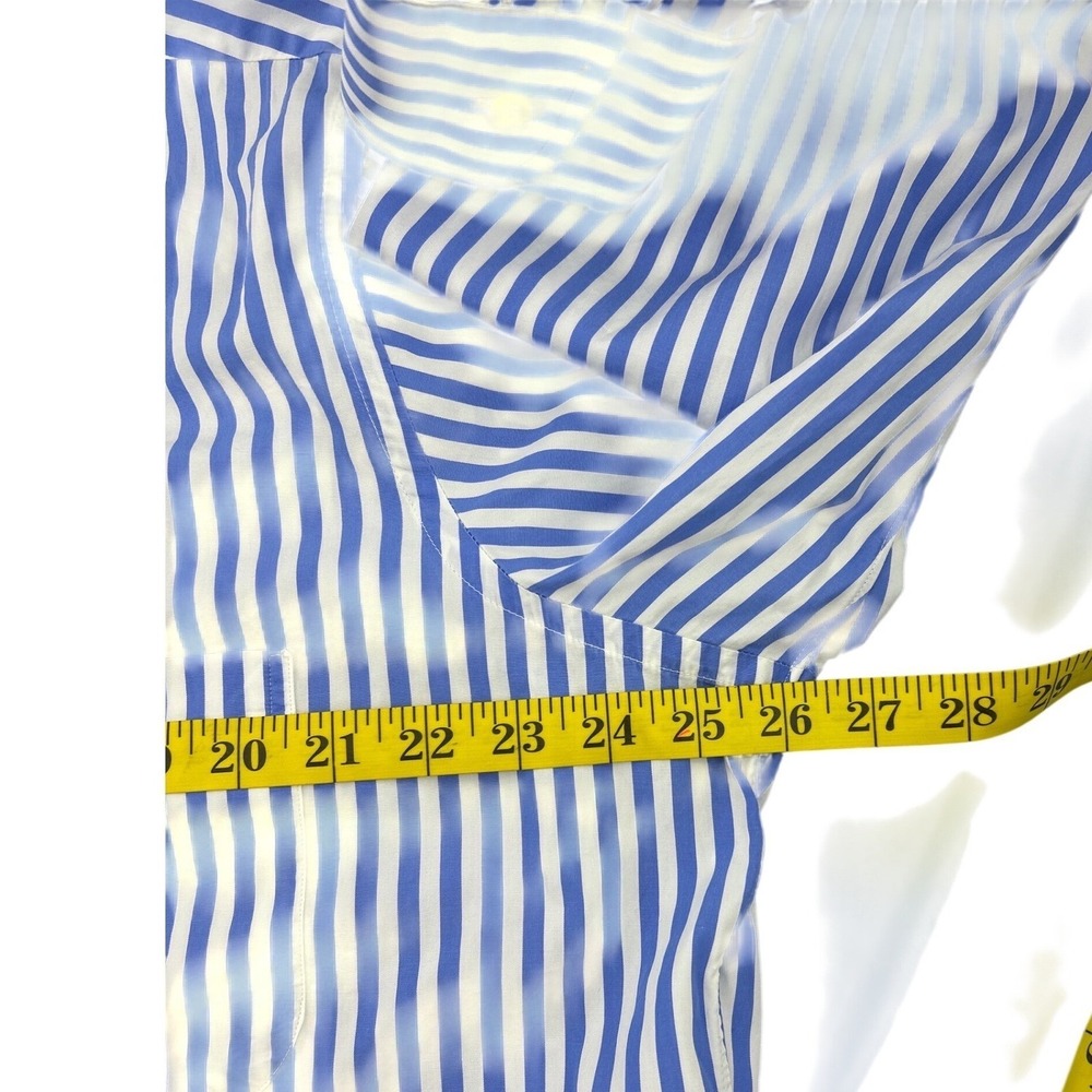 Maus & Hoffman Mens Blue White Striped Egyptian Cotton Button Down Shirt Large - Picture 4 of 10